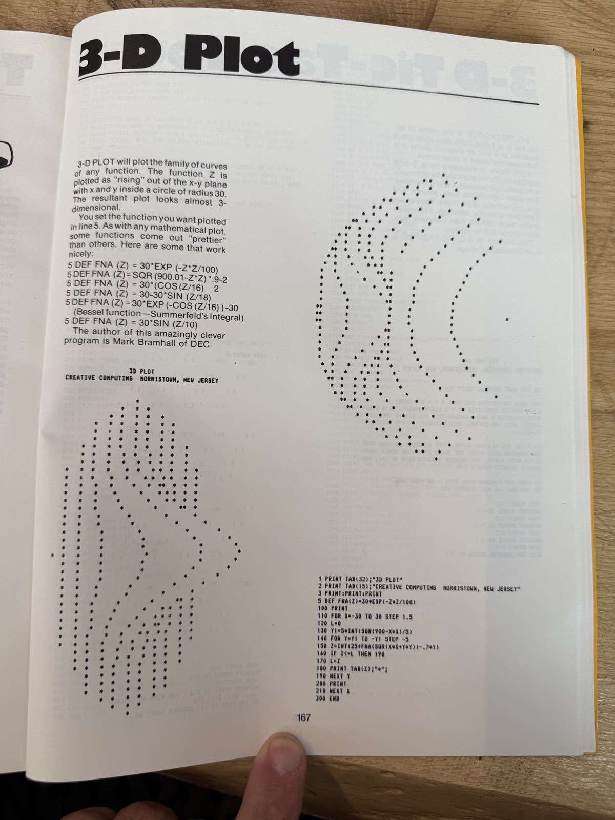 3-D Plot (p.167) -- generative function-plotting by Mark Bramhall, DEC