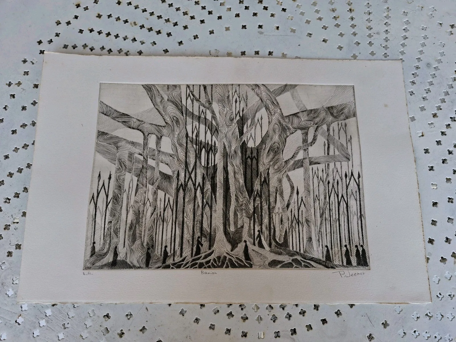 Trees (lithograph) by Patrice Jeener
