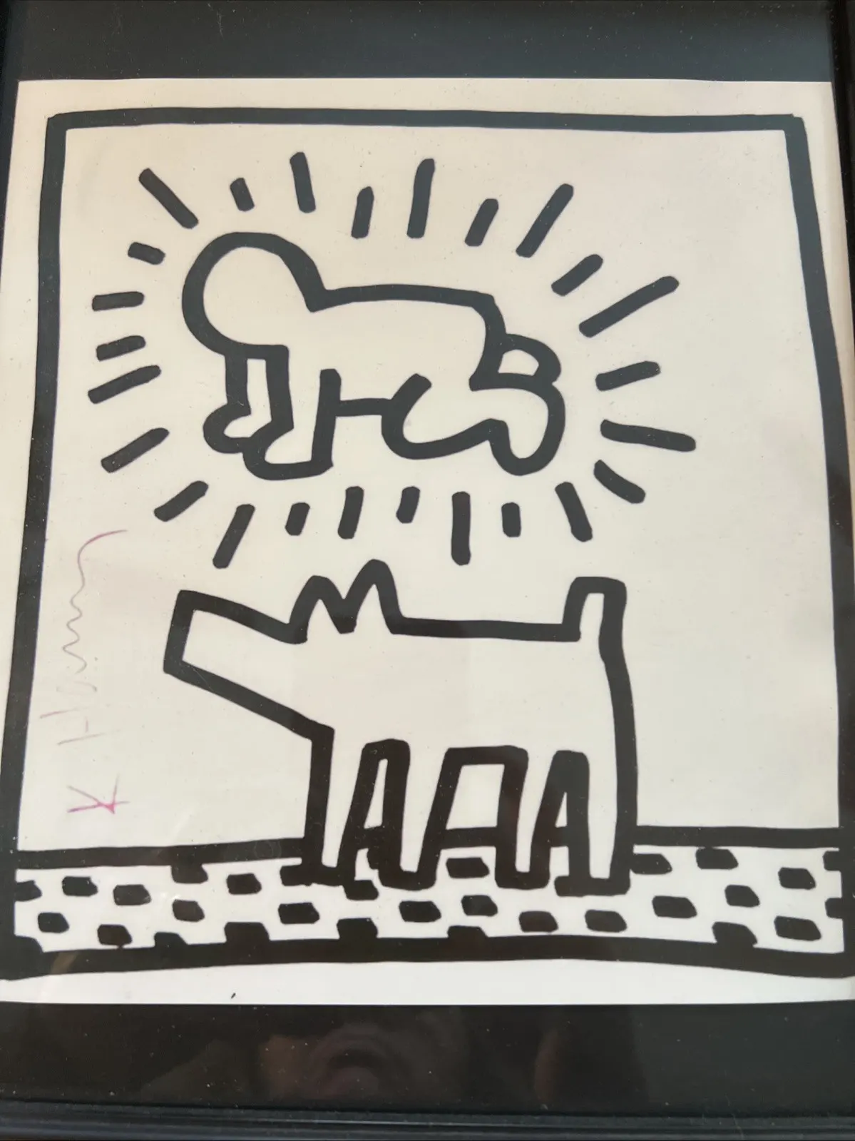 Untitled (Radiant Baby and Barking Dog) — plate from the 1982 Tony Shafrazi catalogue by Keith Haring
