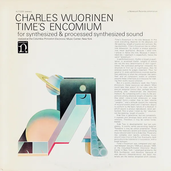 Time's Encomium (For Synthesized & Processed Synthesized Sound) by Charles Wuorinen