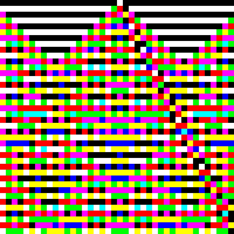 RGB Elementary Cellular Automaton #56 by ciphrd