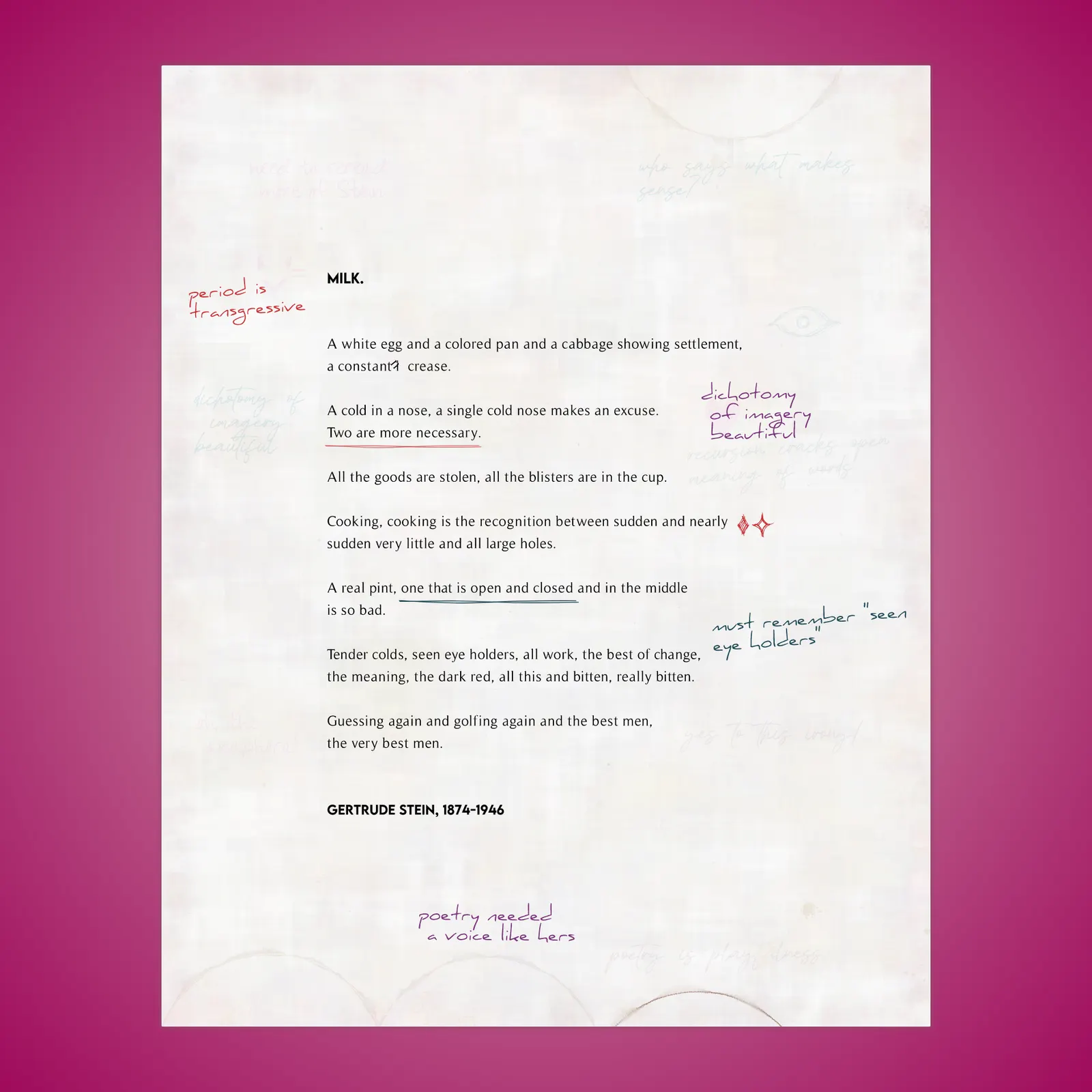 MILK. by Gertrude Stein #26 by hieroglyphica