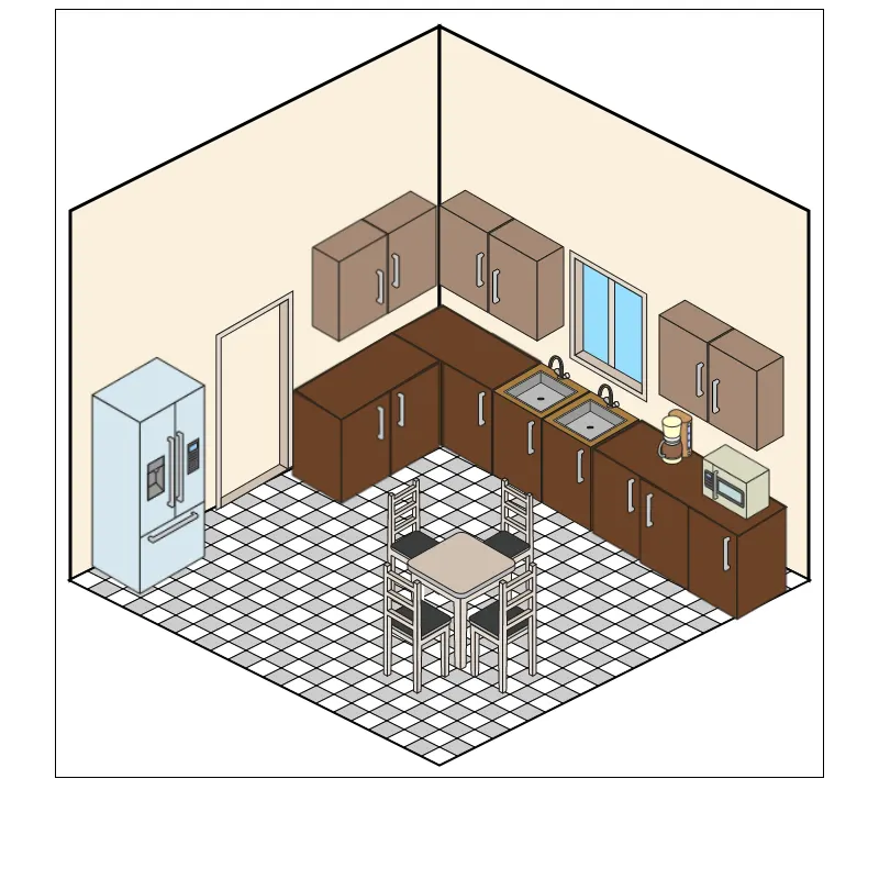 Isometric Kitchen Interior #1 by Robert S. Robbins