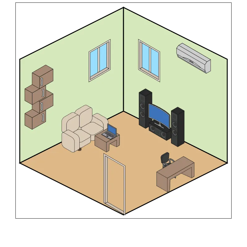 Isometric Living Room Interior #6 by Robert S. Robbins