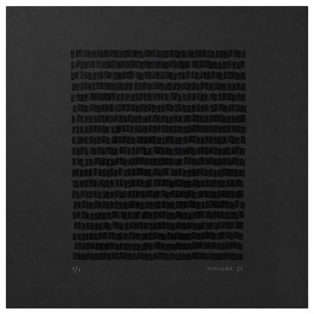 Rectangles Noir Sur Fond Noir, 1 of 2 by Vera Molnar