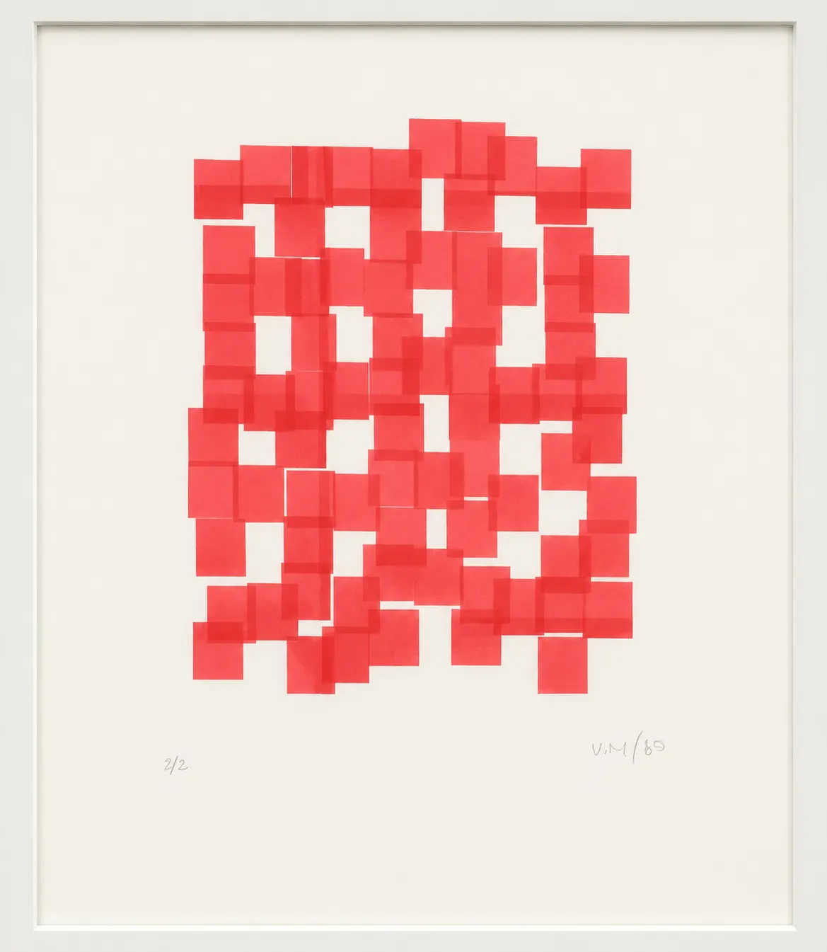 Interstices, red 2/2 by Vera Molnar