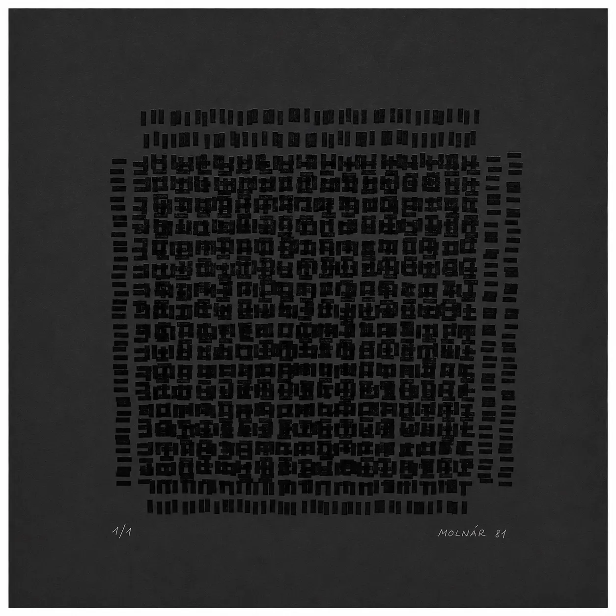Rectangles Noir Sur Fond Noir, 2 of 2 by Vera Molnar