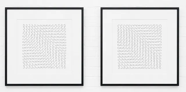 2 versions of plotter drawings, untitled — all panels together